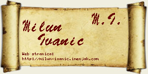 Milun Ivanić vizit kartica